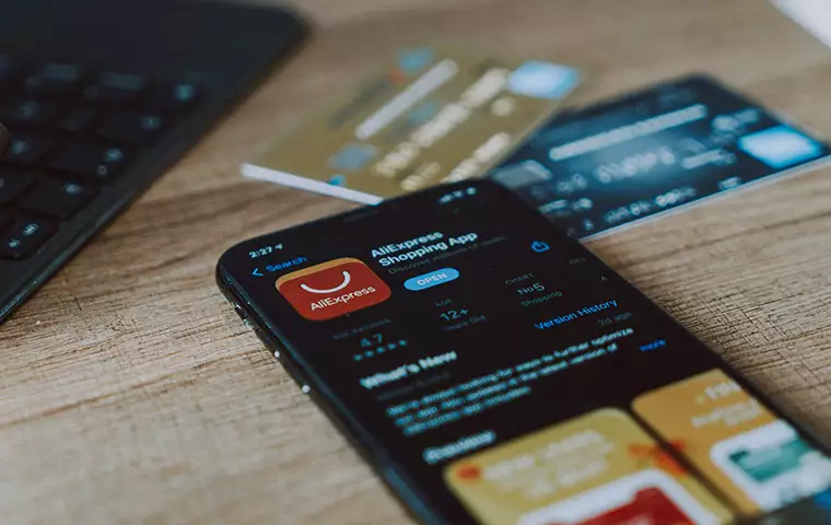 A smartphone with an online shop application