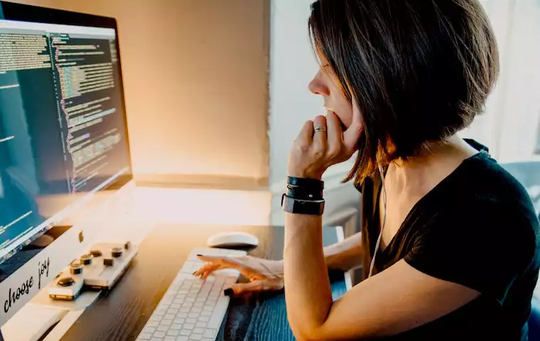 A woman developer working on codes and Android backend languages
