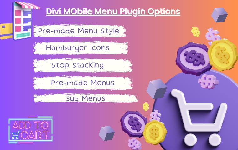 a graphical photo of the Divi mobile menu plugin options