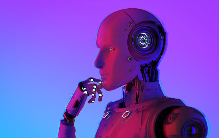 A photo of a robot with a thinking figure in emotional ai