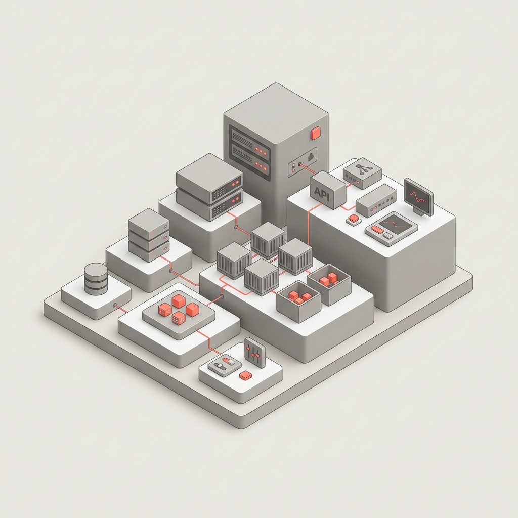 A scalable cloud hosting architecture designed specifically for bootstrapping SaaS startups, showing automated data flow and lean infrastructure components